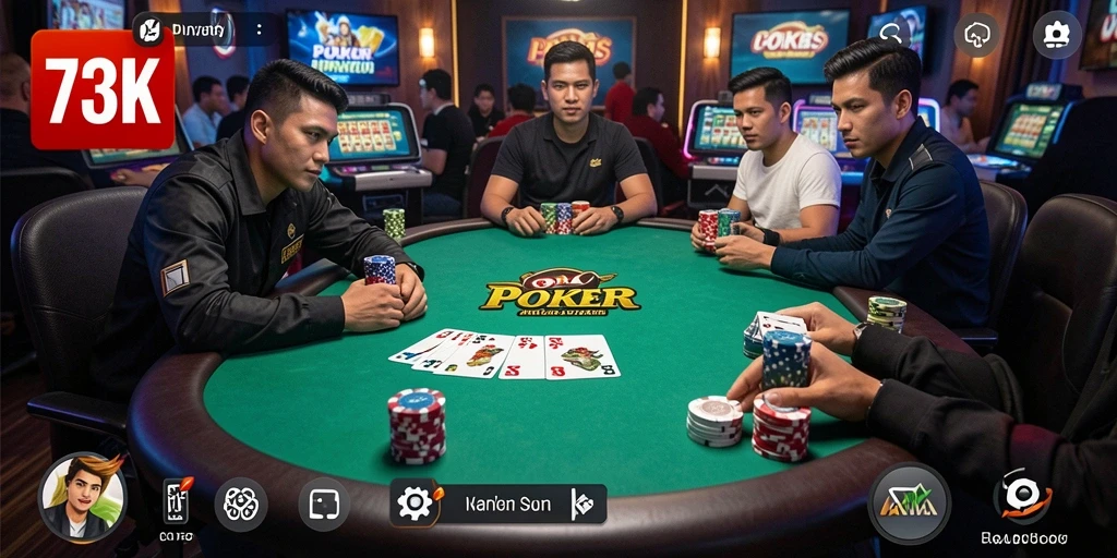 Tampilan gameplay seru dari 73K dengan pengalaman poker yang mendebarkan.