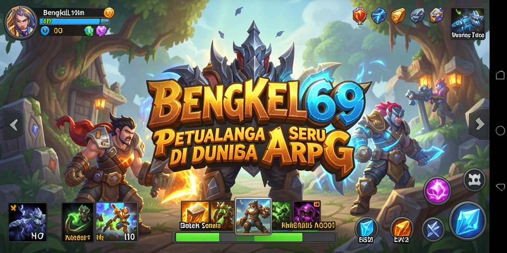 Screenshot gameplay ARPG di BENGKEL69 dengan pertarungan dinamis dan karakter menarik.