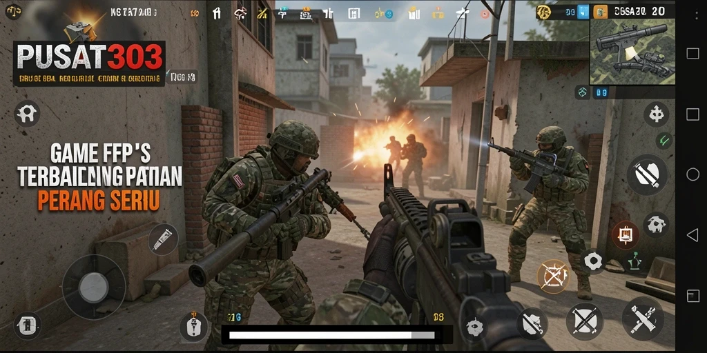 Screenshot gameplay PUSAT303 menampilkan pertempuran intens dan grafik yang menakjubkan.