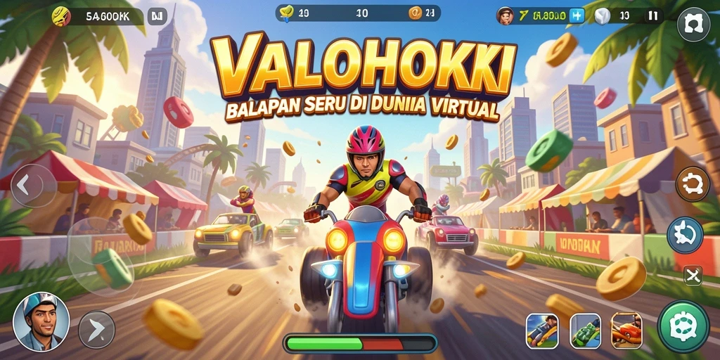 Gameplay balapan menegangkan di <strong>VALOHOKI</strong> dengan mobil-mobil keren.